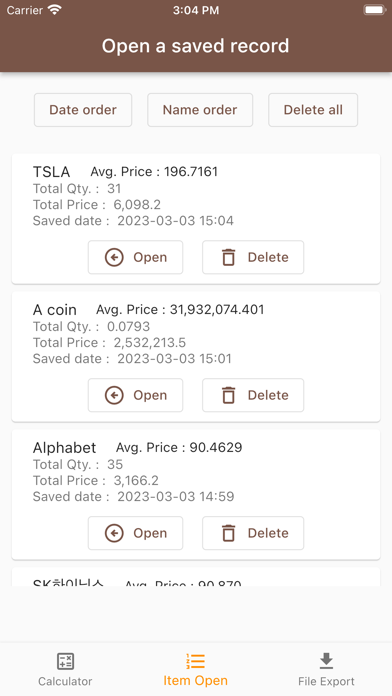 Avg. Price Calculator Screenshot