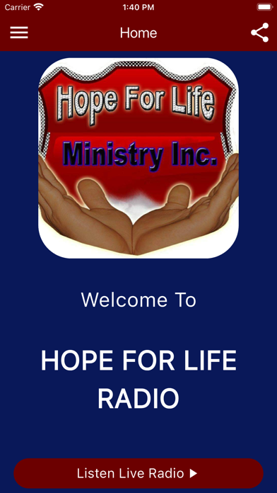 Hope For Life Radio. Screenshot