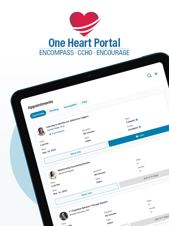 One Heart Portal iPad screenshot 1 - Medical app