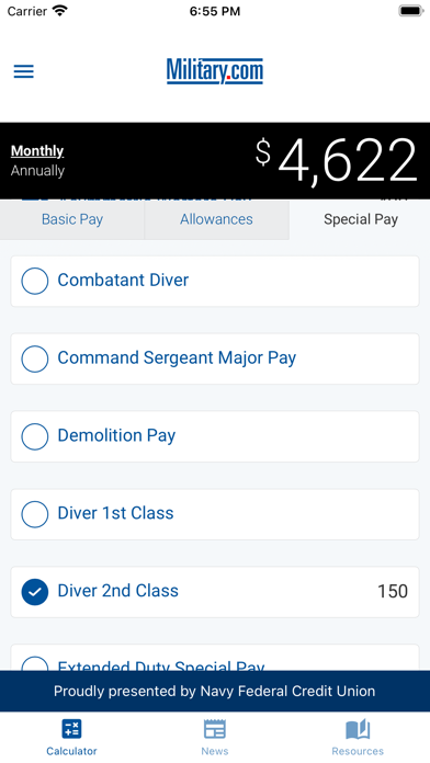 Military Pay by Military.com Screenshot