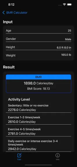 Game screenshot BMR Calculator - Calories Calc hack
