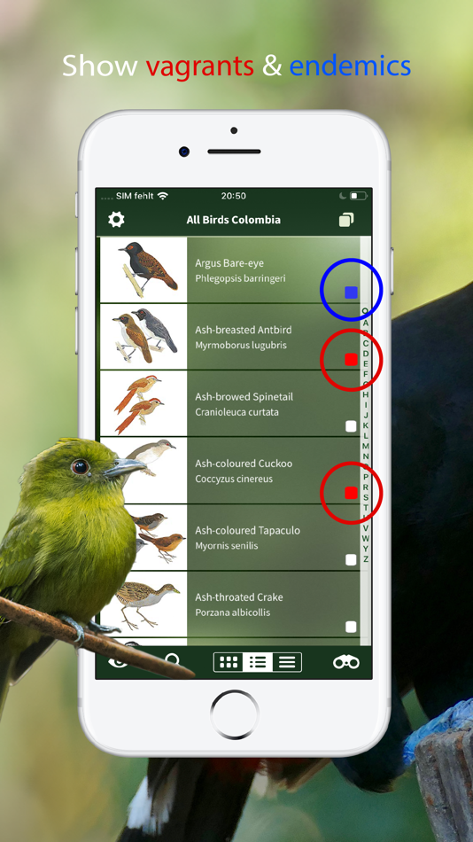 #5. All Birds Colombia field guide (iOS) Podle: Sunbird Images OHG