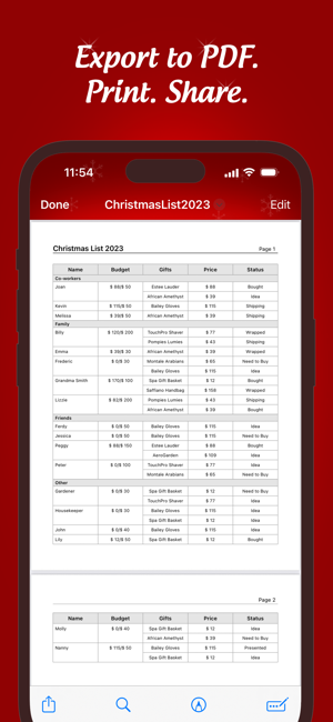 ‎The Christmas Gift List Pro Screenshot