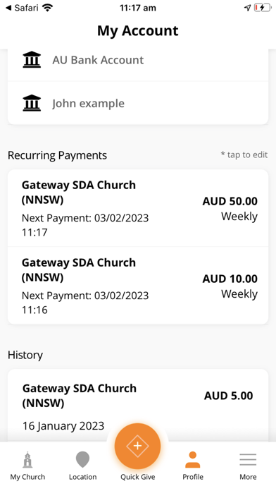 eGiving Screenshot