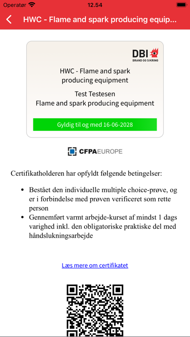 DBI Certifikater Screenshot