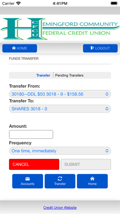 Hemingford Community FCU Screenshot