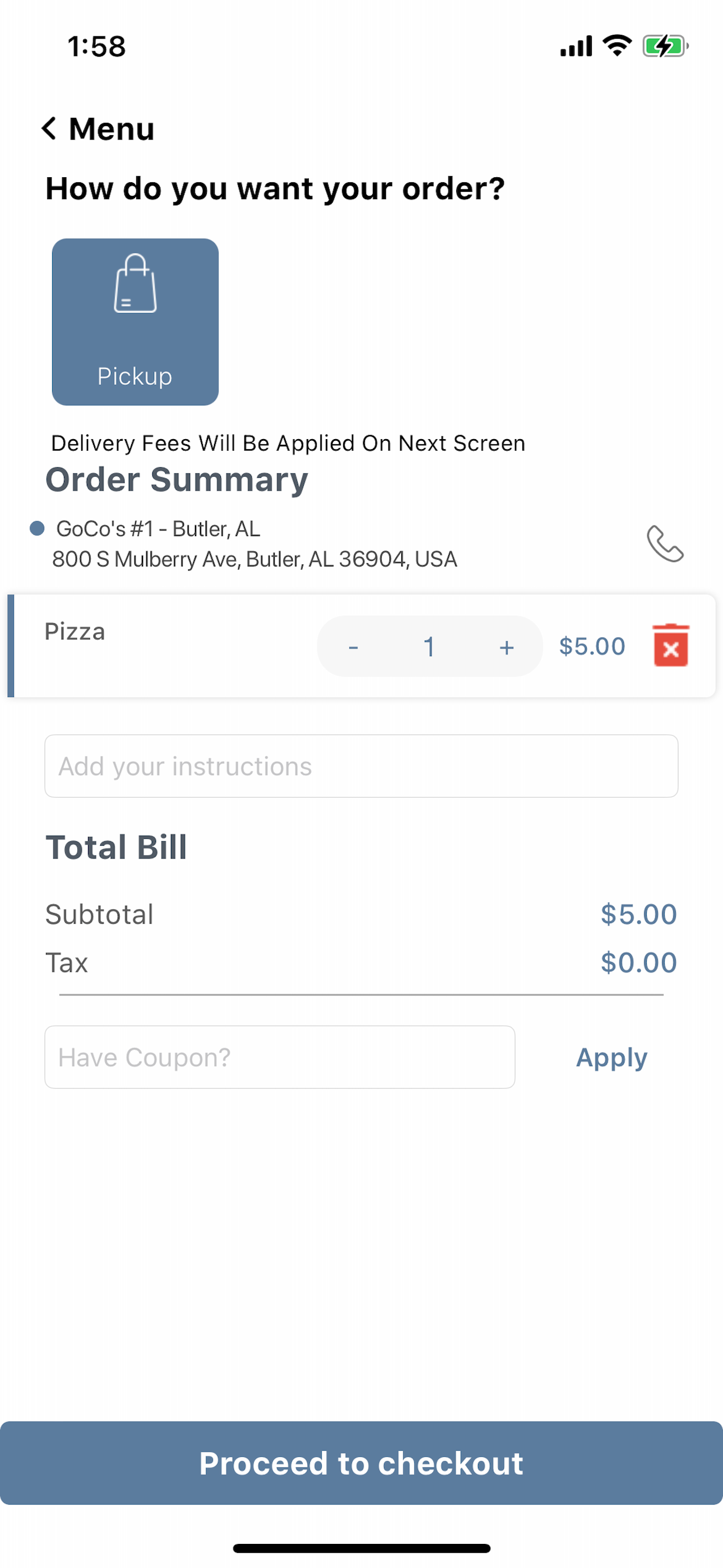 GoCo's Ordering