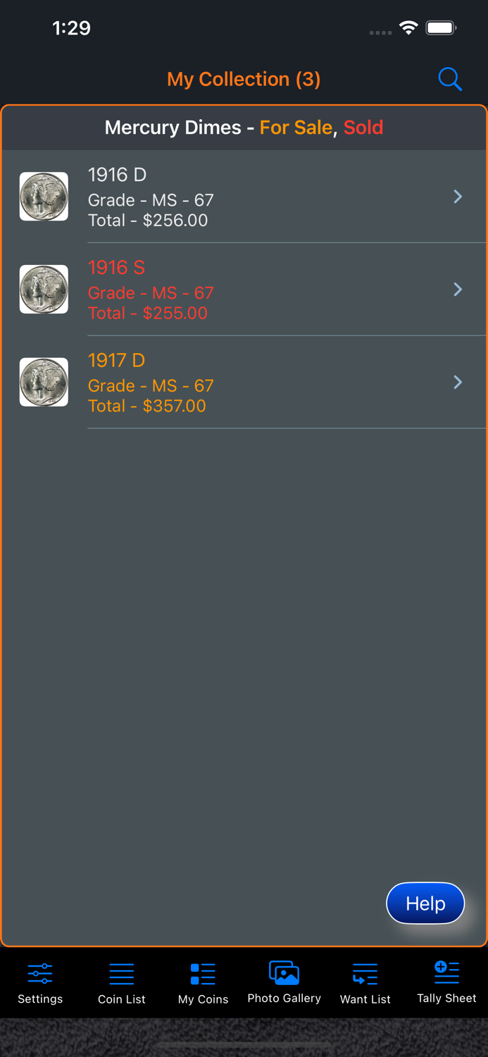 Mercury Dime Collection