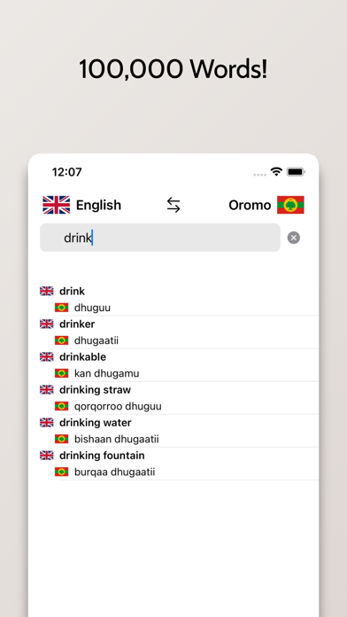 Oromo-English Dictionary Screenshot
