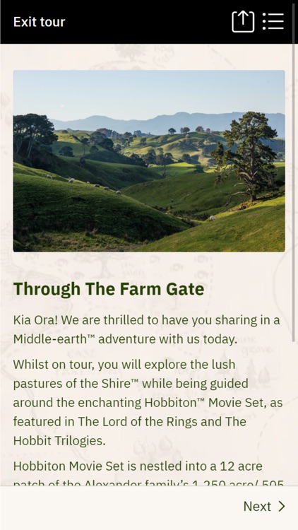 Hobbiton Tour Companion App