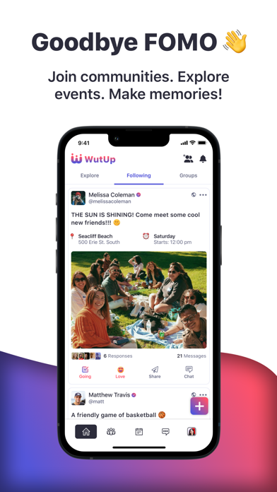WutUp - Social Hangout App Screenshot