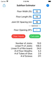 subfloor material estimator iphone screenshot 2