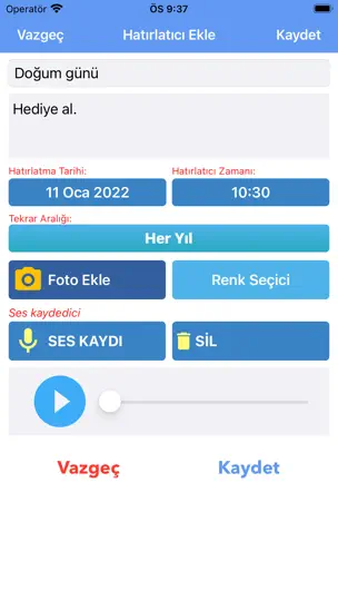 Hatırlatıcı iPhone Ekran Görüntüsü 2