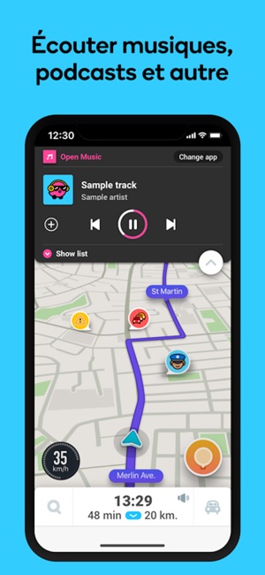 Navigation Waze et trafic dans l'App Store