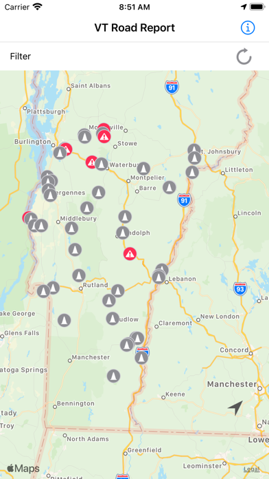 Vermont Road Report Screenshot