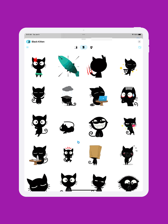 Black Kitten Animated Stickers