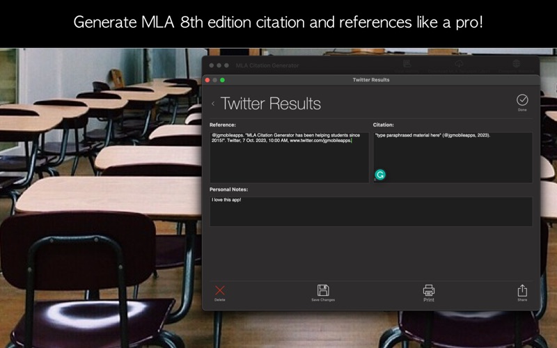 Screenshot #2 pour MLA Citation Generator