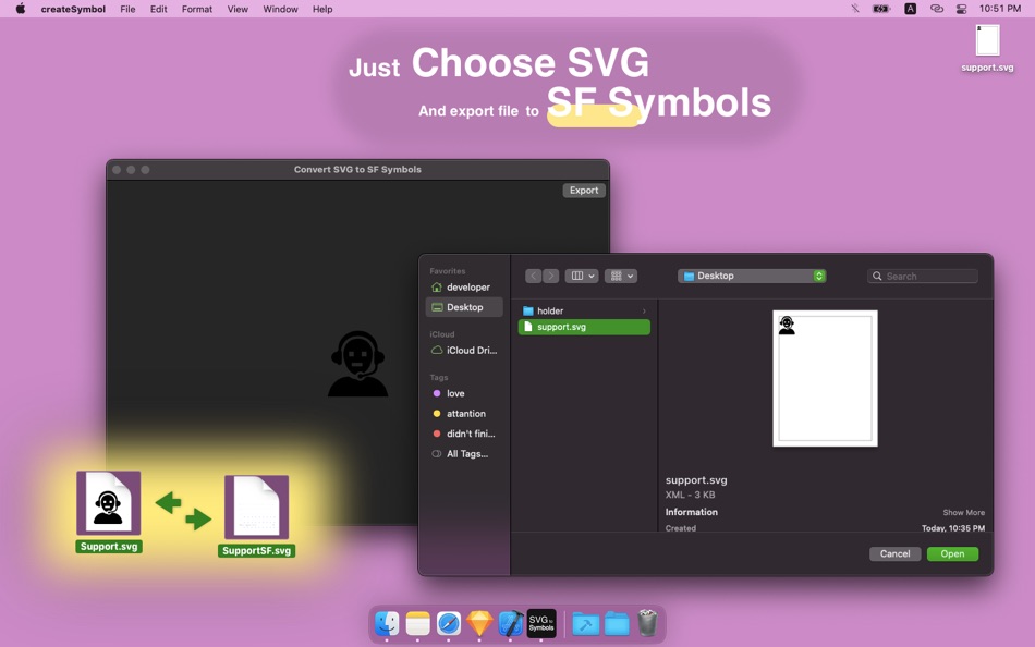 Convert SVG to Symbols (macOS) 来自: Mykhailo Dovhyi Convert SVG to Symbols (macOS) 来自: Mykhailo Dovhyi