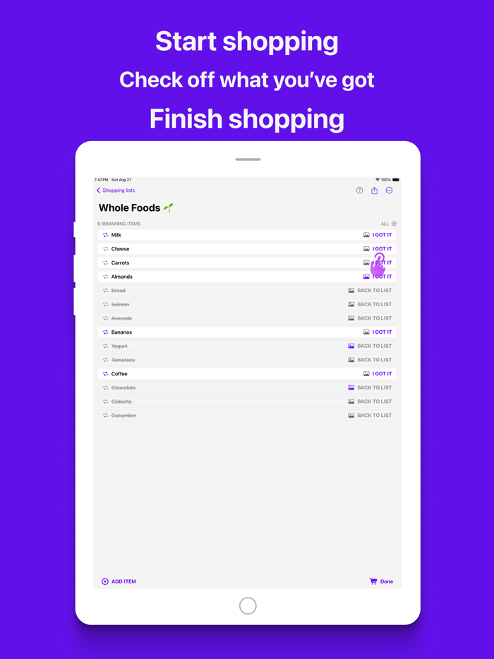 Shopping List for Whole Family