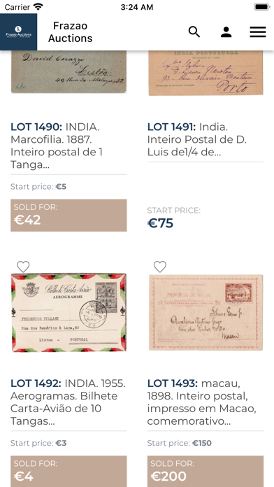 Frazao Auctions - Philately Screenshot