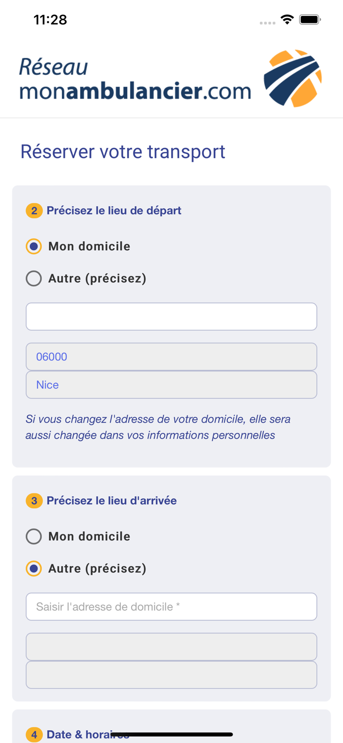 MonAmbulancier Réservation