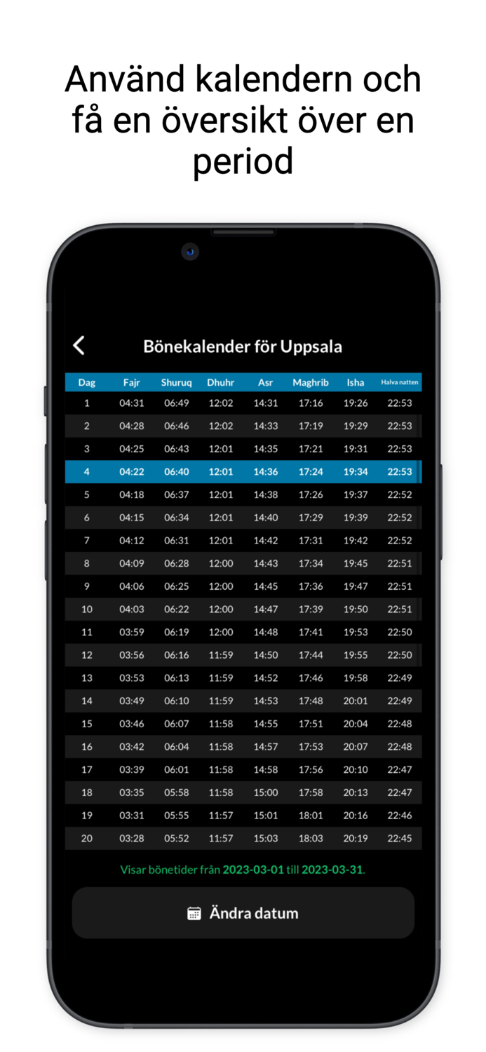 Muslimappen - Bönetider Qibla