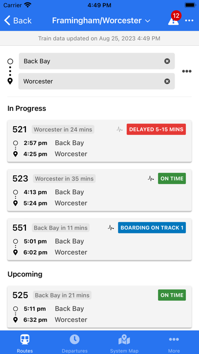 MBTA Commuter Rail Tracker screenshot 2