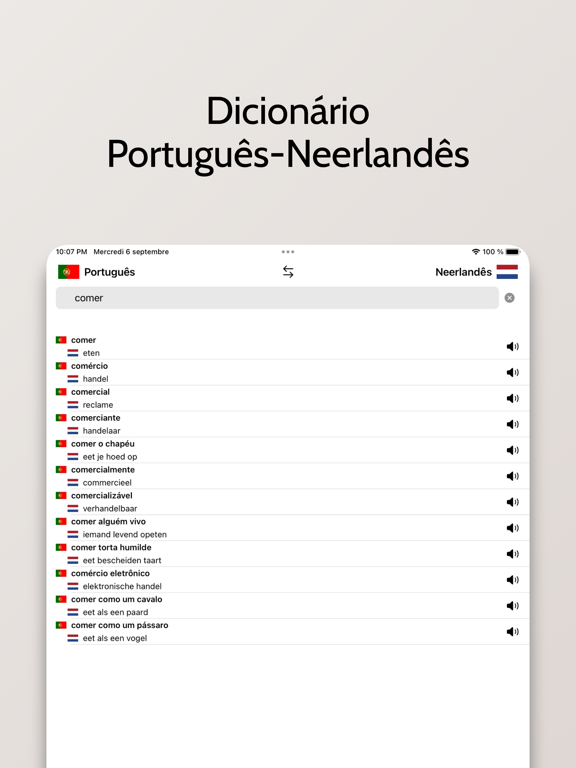 Neerlandês-Português iPad screenshot 1 - Reference app