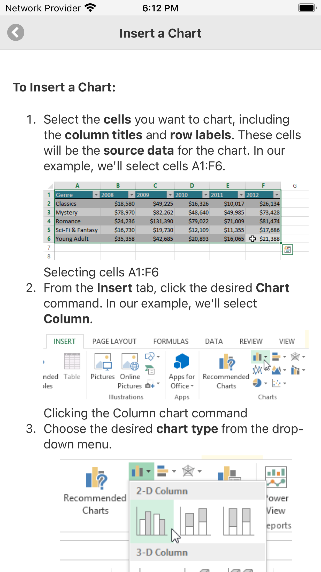 Tutorial for MS Excel