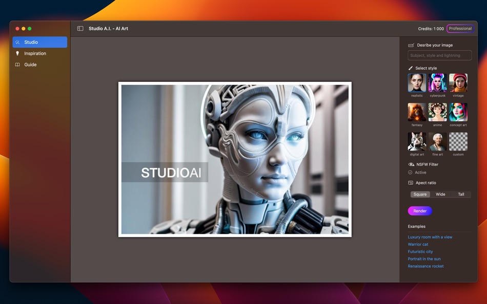 #2. Studio A.I. - AI Art (macOS) Bởi: Stahl Labs