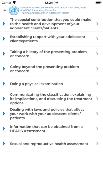 Adolescent Job Aid Screenshot