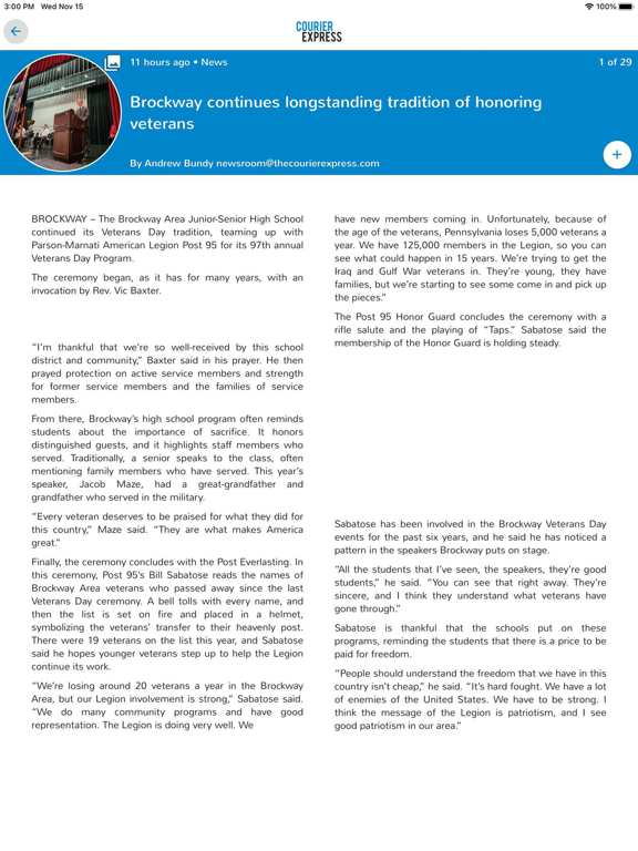 Courier Express iPad screenshot 2 - News app