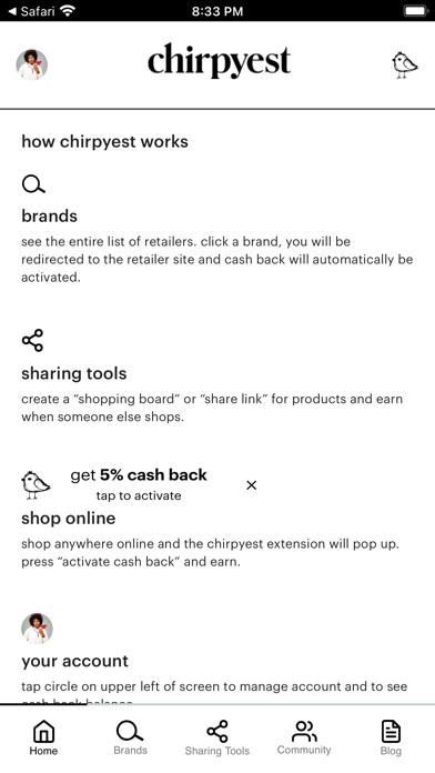 Screenshot #1 pour Chirpyest | Cash Back Shopping