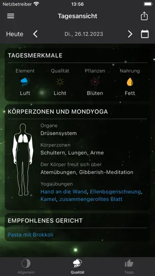 Screenshot von MoonWorx Mondkalender auf dem iPhone 2