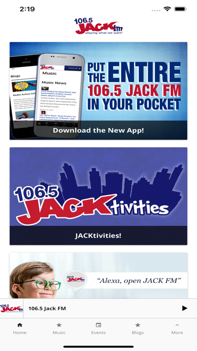 Jack 106.5 FM WVFM Screenshot