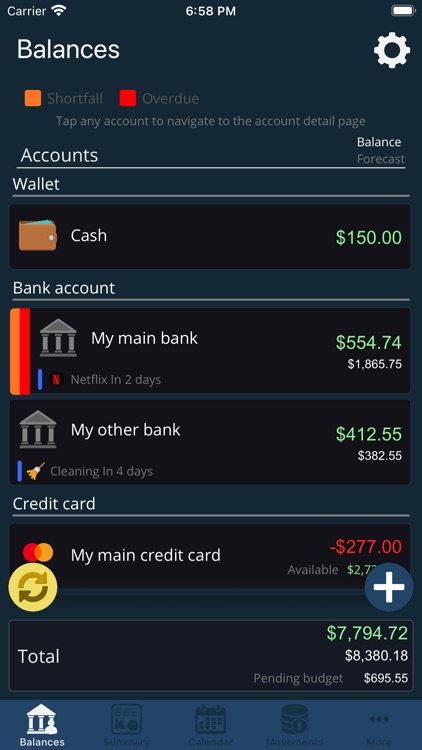 My Accounts and Expenses