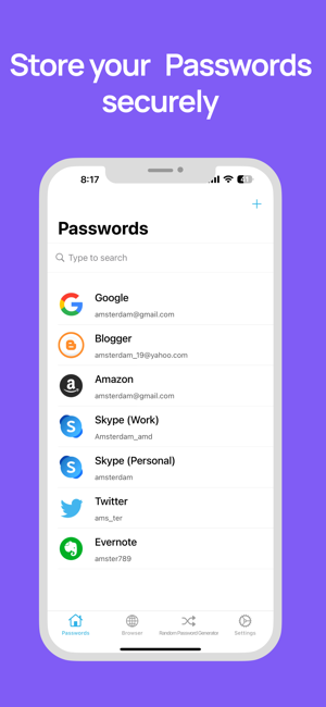 PWM – Screenshot des Passwort-Managers