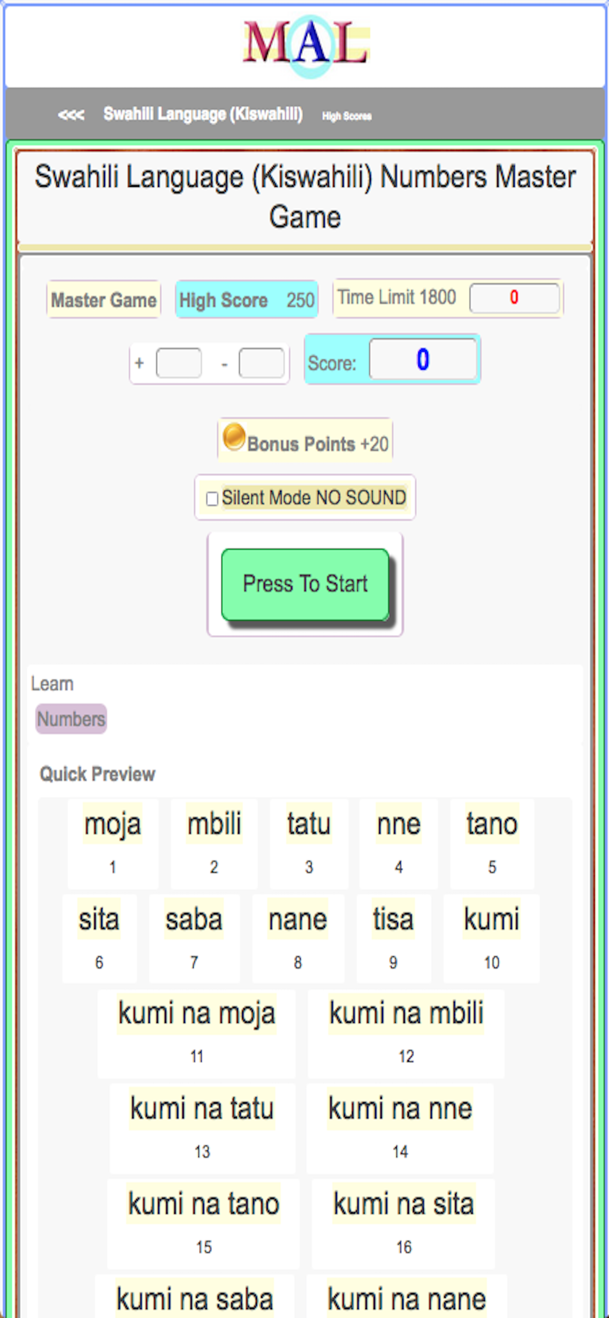 Swahili M(A)L