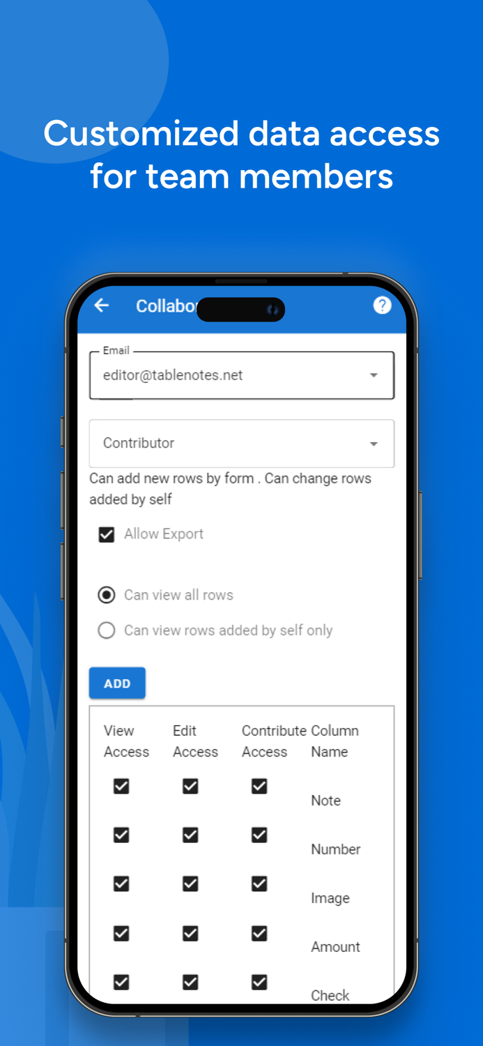 Table Notes - Mobile Excel