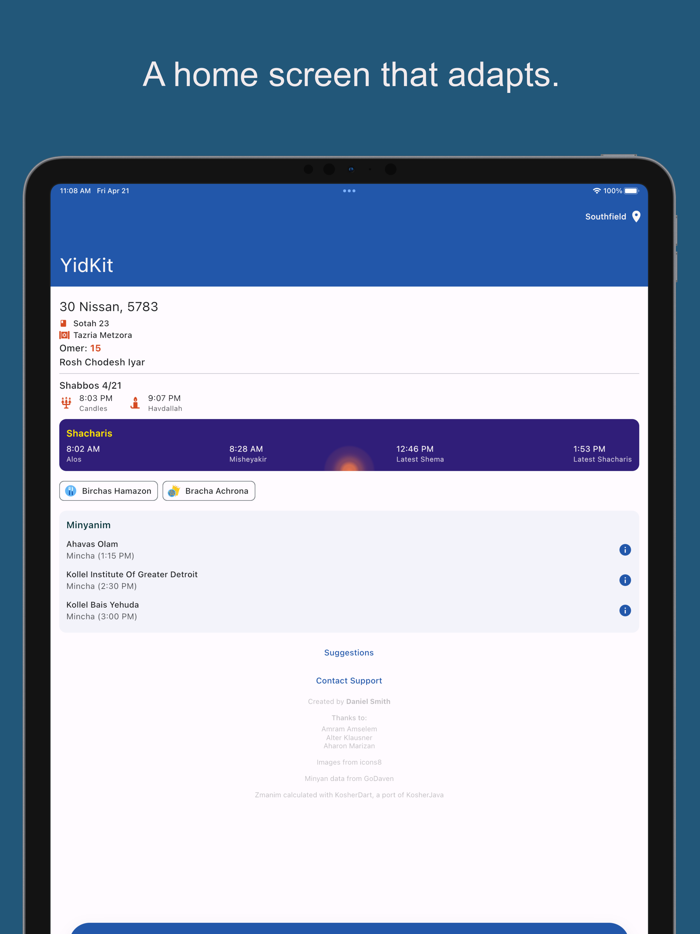 YidKit Smart Siddur Zmanim