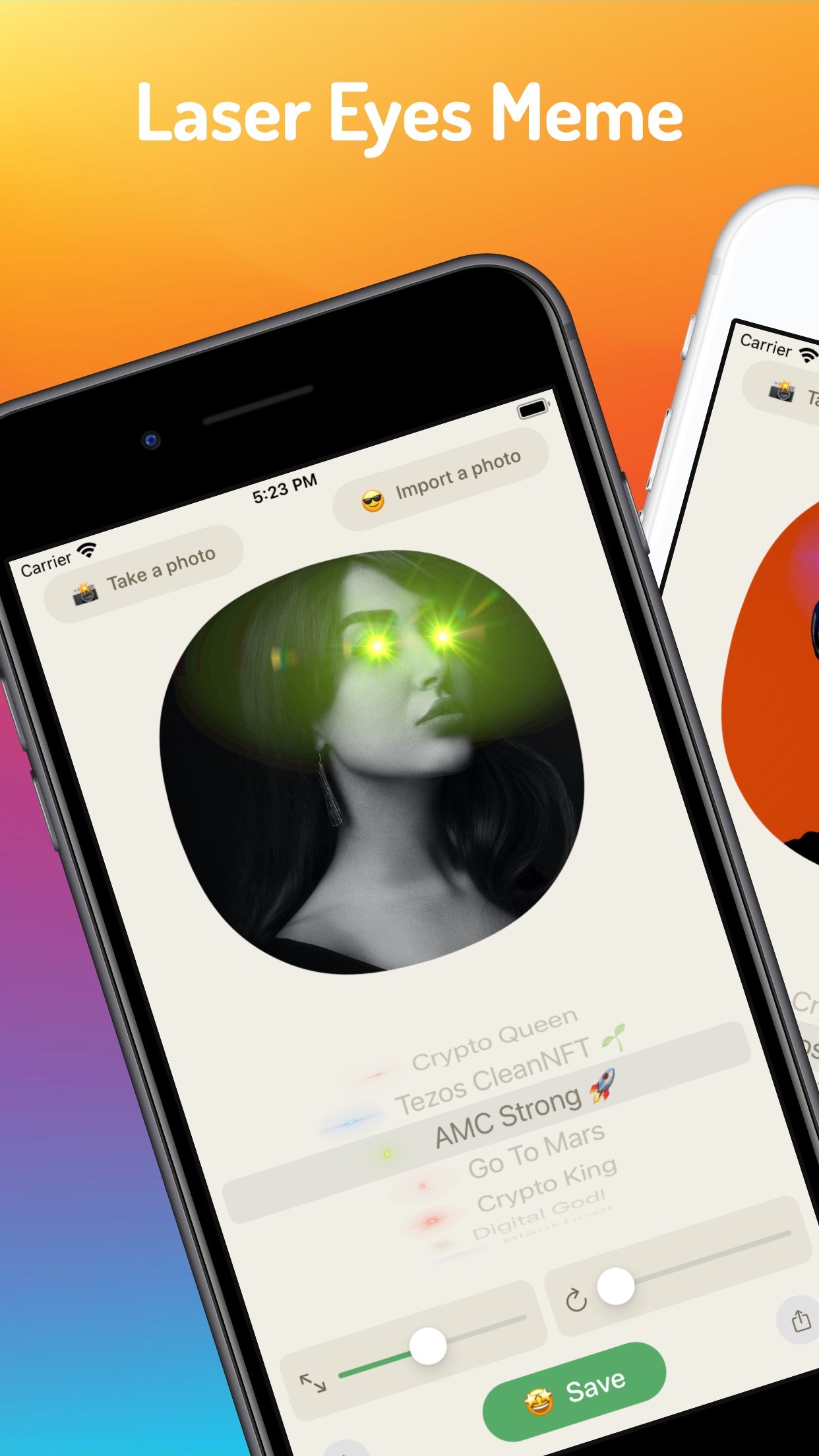 Screenshot do app Laserhouse: Crypto Laser Eyes