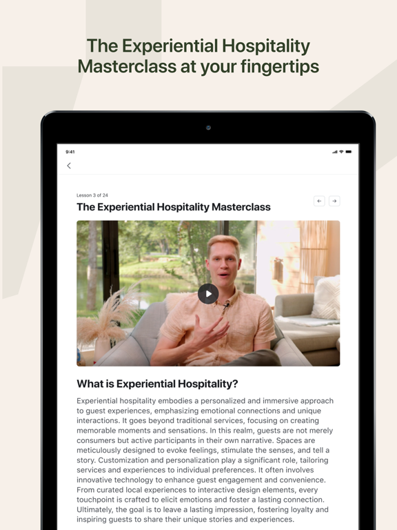 Experiential Hospitality iPad screenshot 1 - Social Networking app