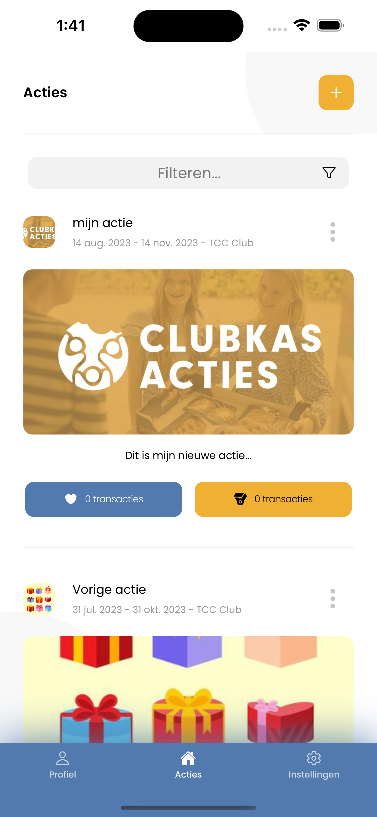 Clubkas-acties
