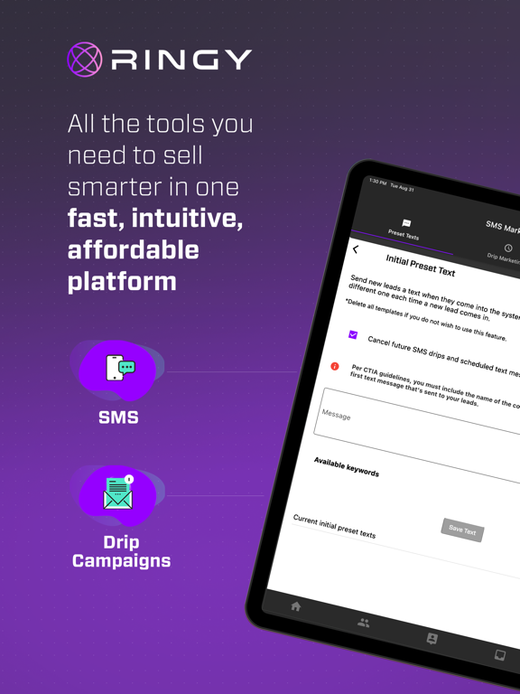 Ringy CRM iPad screenshot 4 - Business app