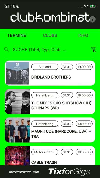 Clubplan - Musik in Hamburg Screenshot