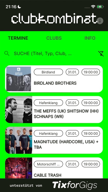 Clubplan - Musik in Hamburg