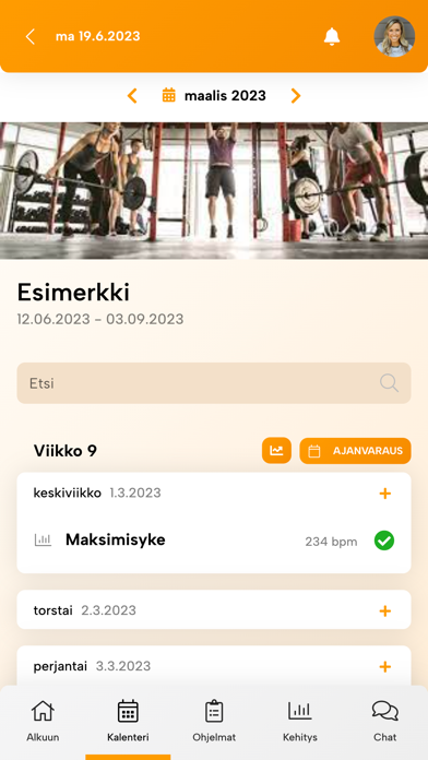 Fressi valmennussovellus Screenshot