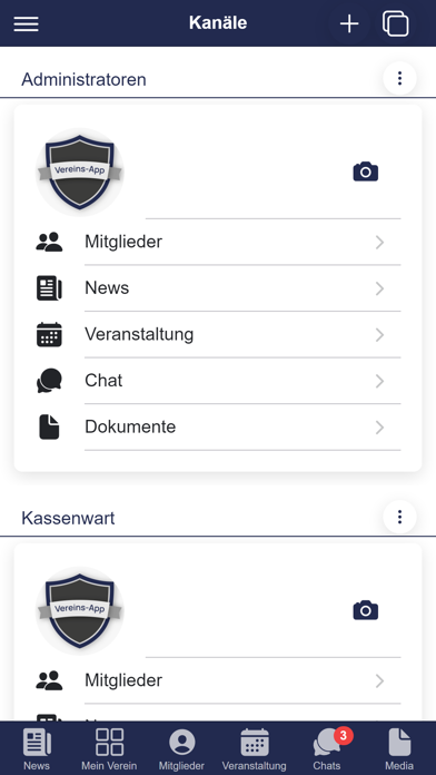 Vereins-App Screenshot
