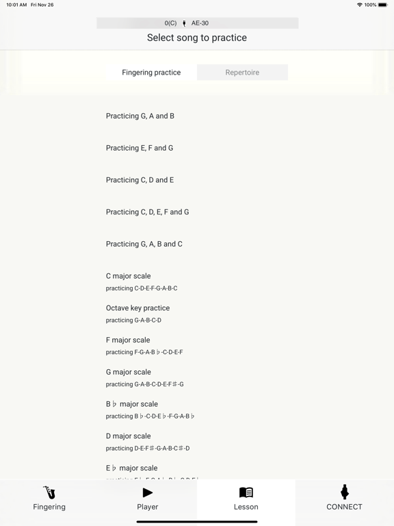 Aerophone Lesson iPad screenshot