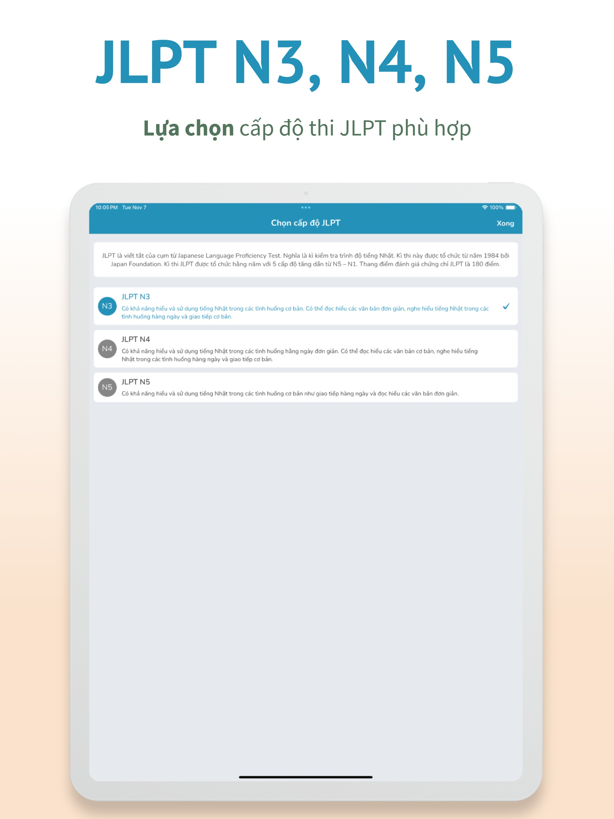 JLPTify luyện thi N3, N4, N5